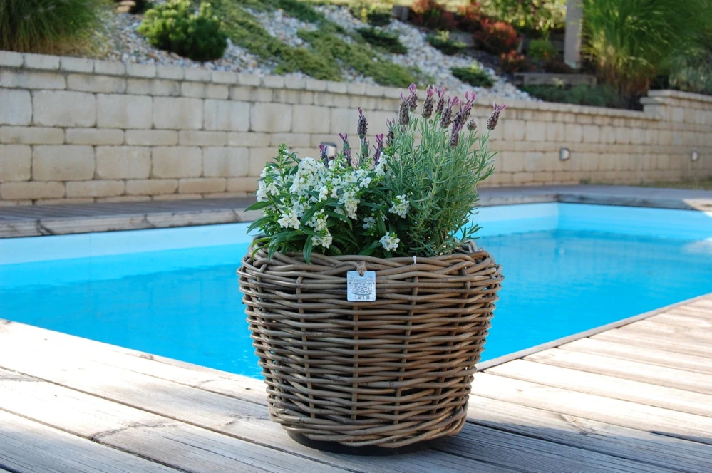 RATANOVÝ Kvetináč DRYPOT, Grey, Ø32x23 cm.