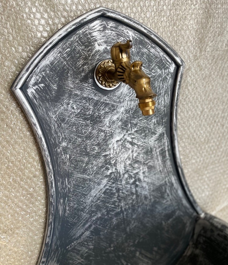 Záhradné umývadlo SIENA s kohútikom DRAK, ANTICKÉ STRIEBRO