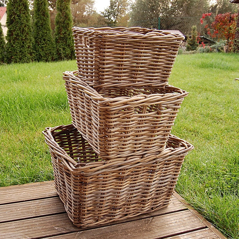 Ratanové ÚLOŽNÉ KOŠE, Grey - 3 KUSY