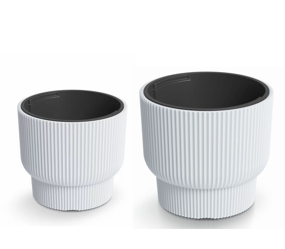 Kvetináče BIELE na PODSTAVCI - SADA 2 kusy