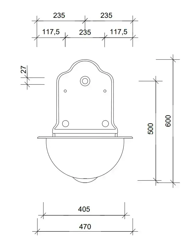 Záhradné LIATINOVÉ UMYVADLO, čierne matné