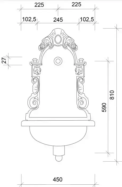 Záhradné Umyvadlo LITINOVÉ s kohútikom, medená patina/svetlá
