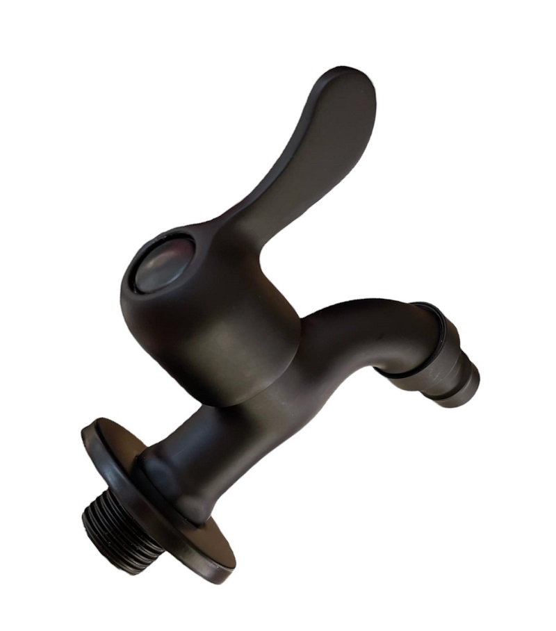 Vodovodný KOHÚTIK ČIERNY 1/2"  s adaptérom na hadicu, nerezová oceľ, čierny matný