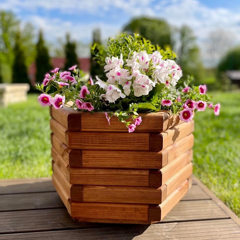 Drevený zahradný kvetináč AKSAMIT, teak, 500x350