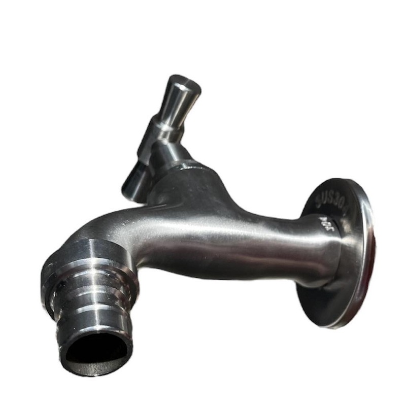 Vodovodný KOHÚTIK NEREZ SUS304-026, s adaptérom na hadicu 1/2", kovovo šedý