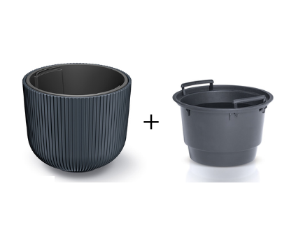 Kvetináč s vložkou MILLY antracit Ø34,9 cm