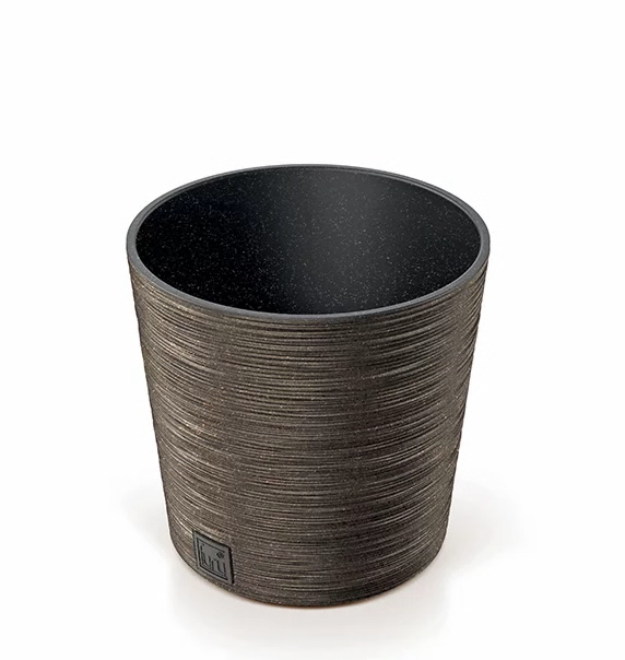 Kvetináč FURU ROUND LOW ECO WOOD 30 cm, kávový