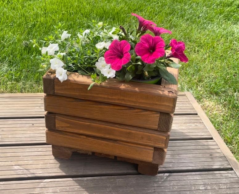 Drevený zahradný kvetináč AKSAMIT, teak, 300x250x250