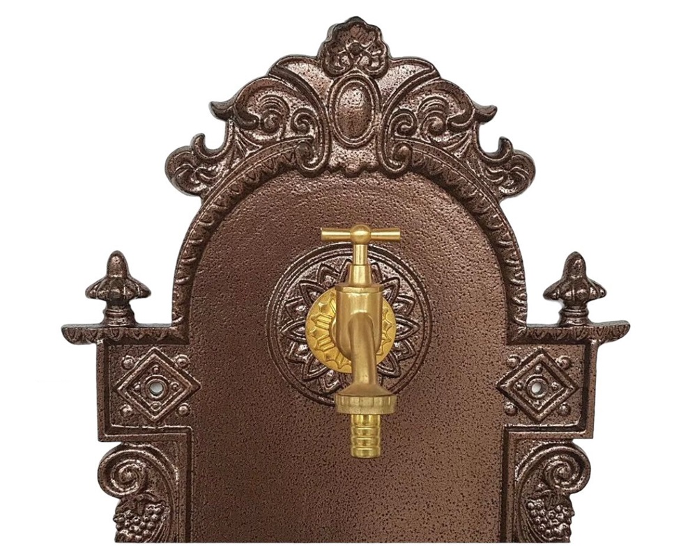 AZTE Záhradné umývadlo z ľahkej ZLIATINY HLINÍKA, s kohútikom, odtokom a sifónom, TMAVOHNEDÉ