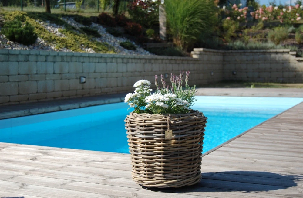 RATANOVÝ Kvetináč DRYPOT, Grey, Ø34x30 cm