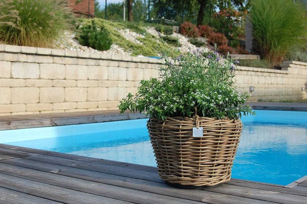 RATANOVÝ Kvetináč DRYPOT, Grey, Ø32x23 cm.