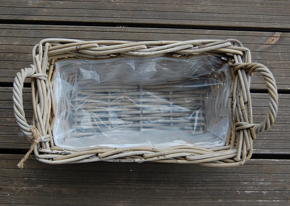 RATANOVÝ Košík s rúčkami CLASSIC, Grey, 37x22x12 cm