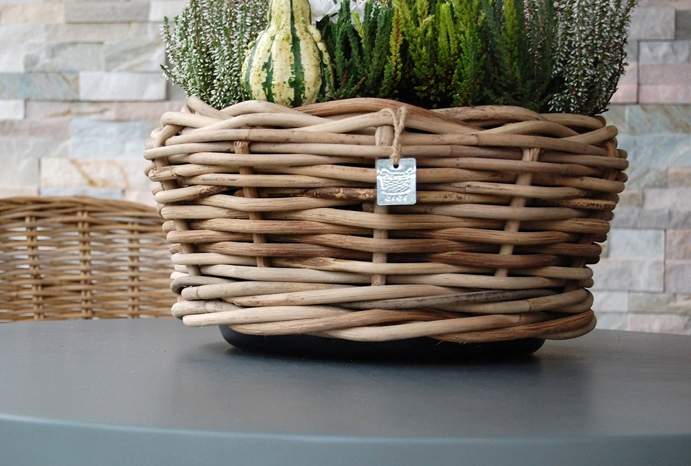 RATANOVÝ Kvetináč DRYPOT Bowl S, HRUBÝ RATAN, Ø40x20 cm