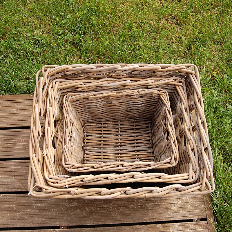 Ratanové ÚLOŽNÉ KOŠE, Grey - 3 KUSY