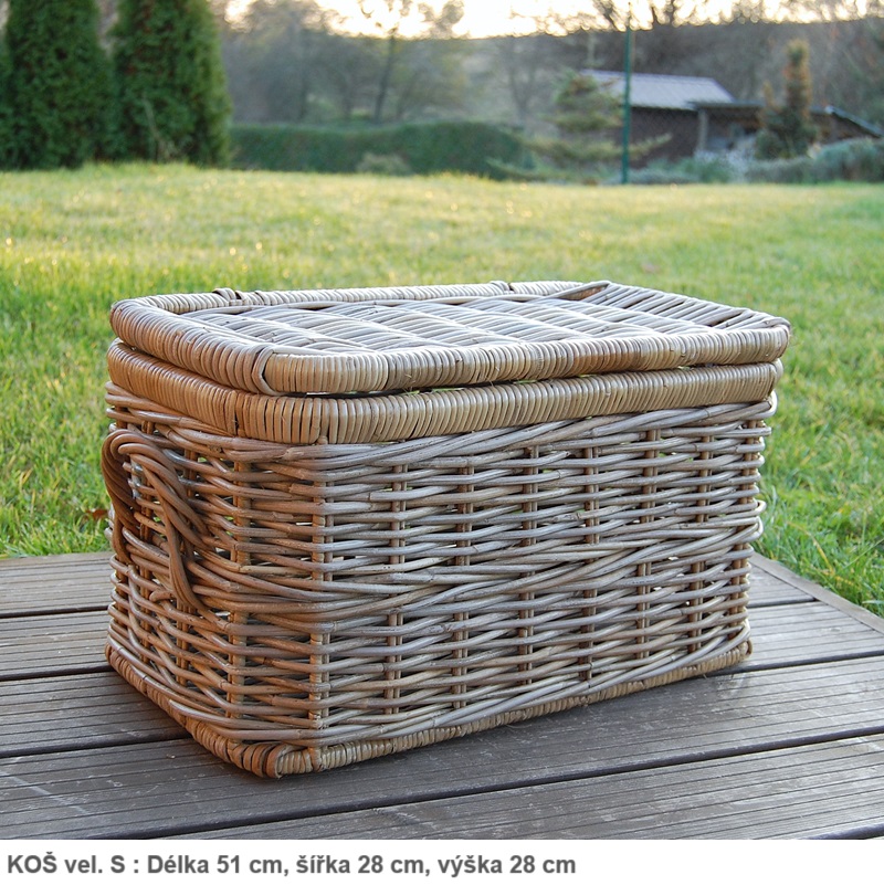 Ratanové ÚLOŽNÉ KOŠE s VÍKEM XLS - SET 2 KUSY