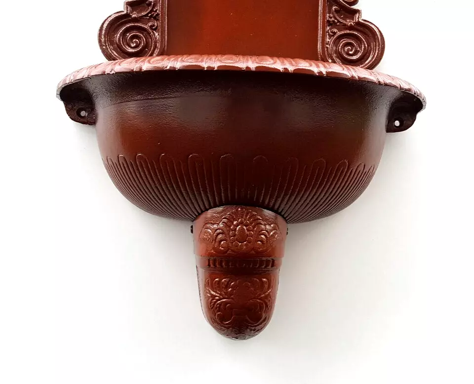 AZTE Záhradné umývadlo z ľahkej ZLIATINY HLINÍKA, s kohútikom, odtokom a sifónom, HNEDÉ