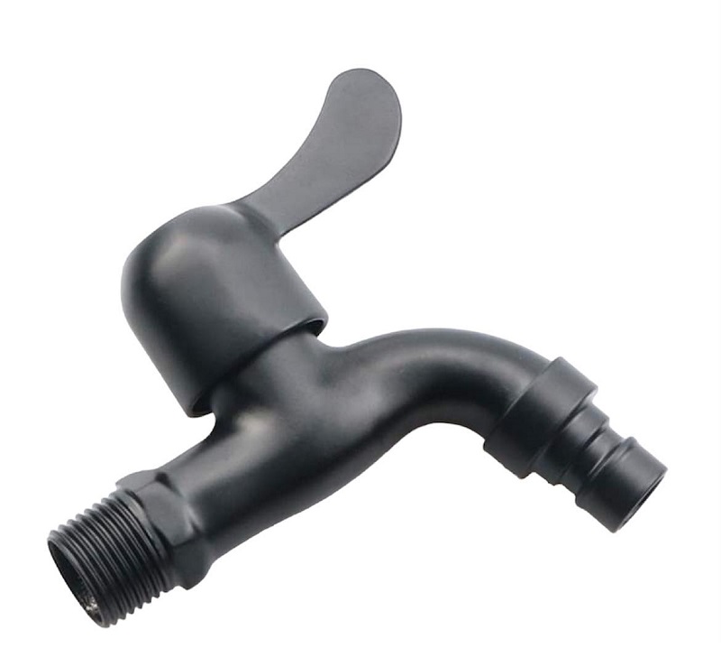 Vodovodný KOHÚTIK ČIERNY 1/2"  s adaptérom na hadicu, nerezová oceľ, čierny matný