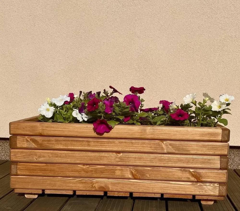 Drevený zahradný kvetináč AKSAMIT, teak, 800x400x300