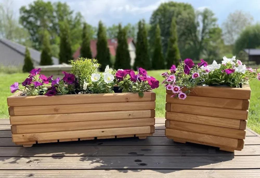 Drevený zahradný kvetináč, pínia,  800x400x300