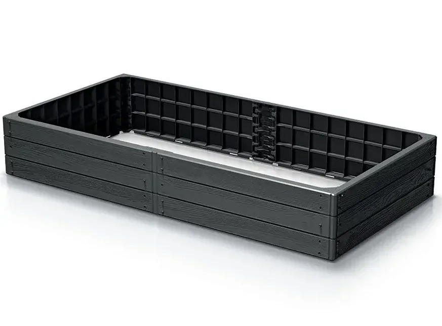 Prosperplast Vyvýšený ZÁHON BASE WOODY, antracit, 149,2 cm