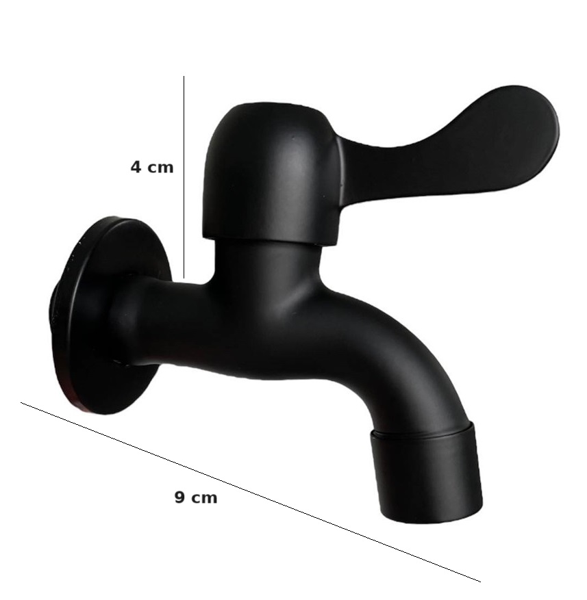 Vodovodný KOHÚTIK ČIERNY z nerezovej ocele 1/2", 9 cm