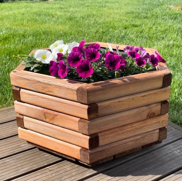 Drevený zahradný kvetináč AKSAMIT, teak, 600x300