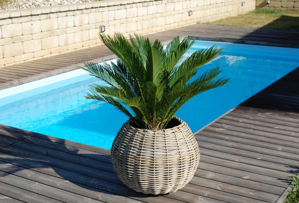  RATANOVÝ Kvetináč DRYPOT TINA, big, Grey, Ø55x44 cm