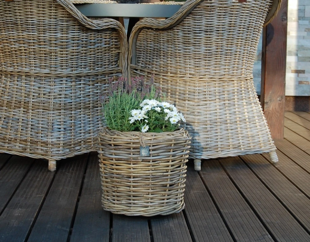 RATANOVÝ Kvetináč DRYPOT, Grey, Ø34x30 cm