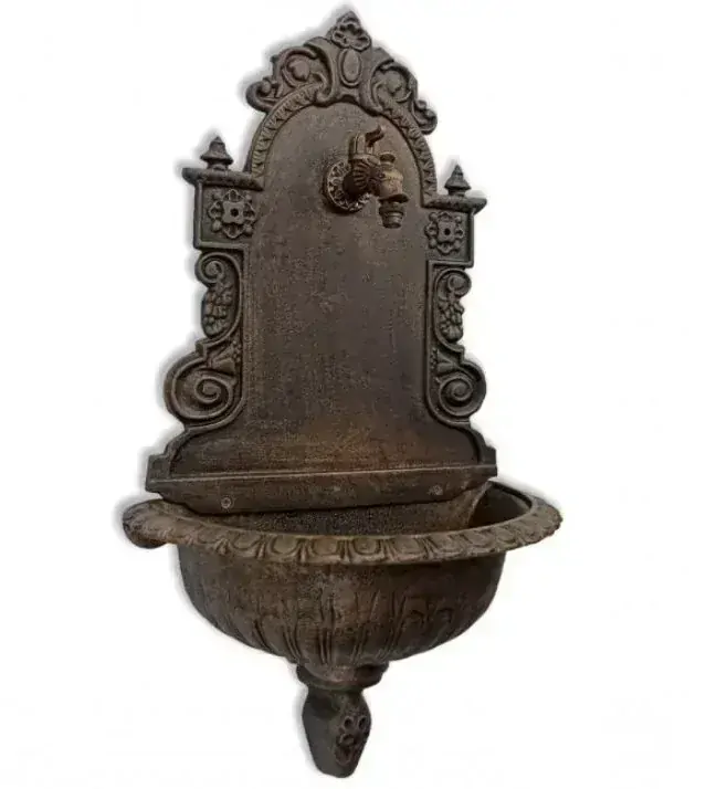 Záhradné Umyvadlo LITINOVÉ s kohútikom, medená patina/svetlá