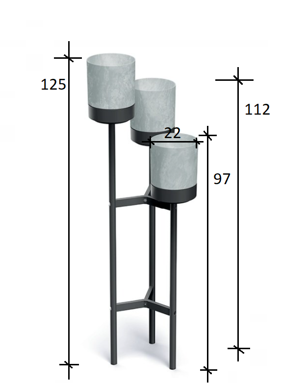 Stojan na květiny BLOOMIE STAND šedý 42cm