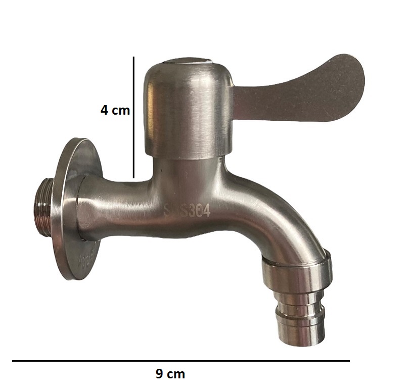 AZTE Vodovodný KOHÚTIK NEREZ s adaptérom na hadicu 1/2", kovovo šedý