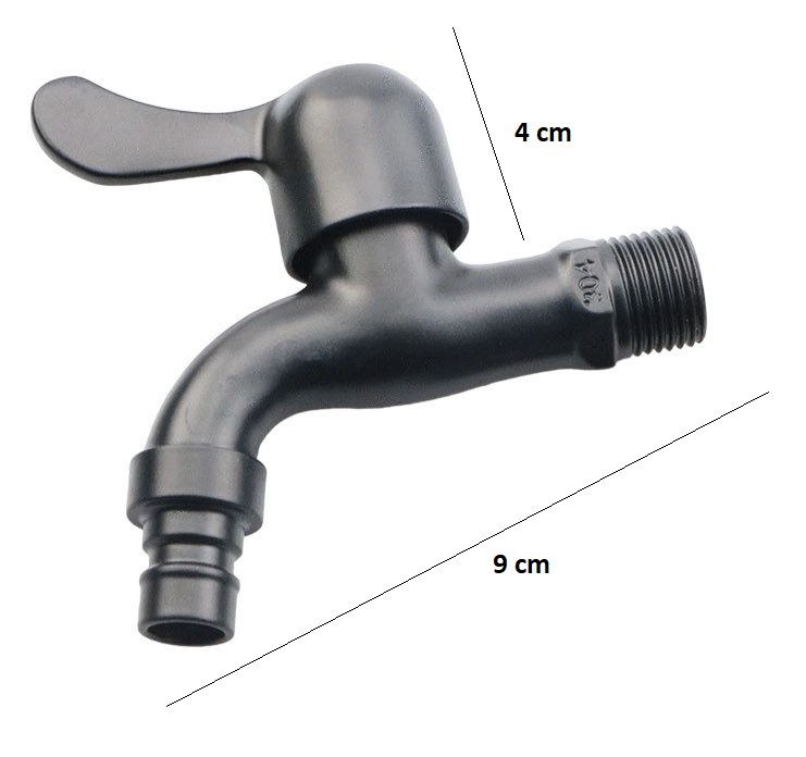 Vodovodný KOHÚTIK ČIERNY 1/2"  s adaptérom na hadicu, nerezová oceľ, čierny matný