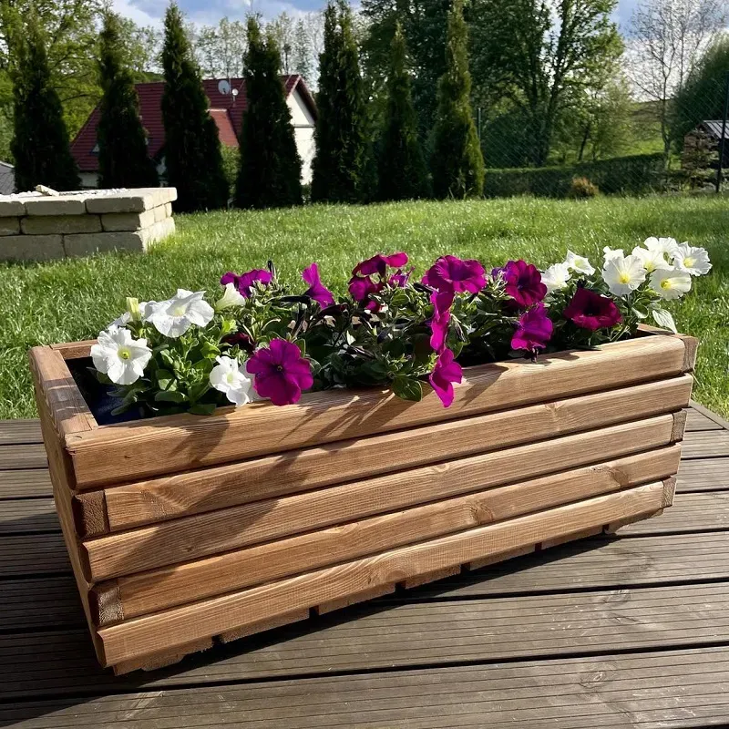 Drevený zahradný kvetináč AKSAMIT, teak, 800x400x300