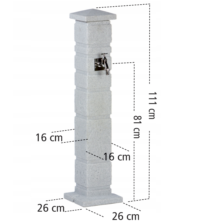 Prosperplast Záhradný stĺpik s kohútikom ROMANA, svetlo šedý granit