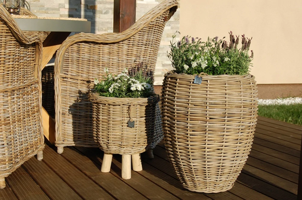 RATANOVÝ Kvetináč DRYPOT VASE, Gray Ø40x53 cm