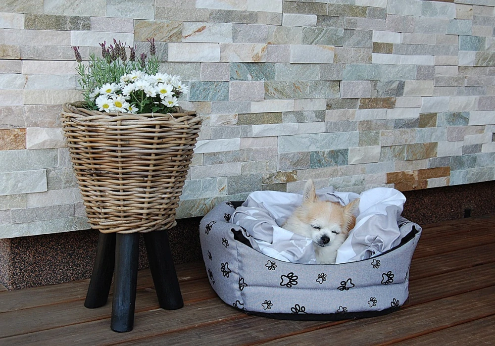 RATANOVÝ Kvetináč DRYPOT s nožičkami, šedý, Ø28x41 cm