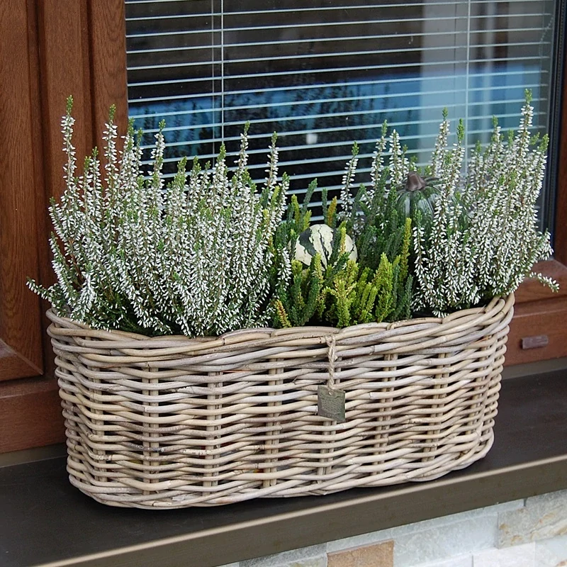 RATANOVÝ truhlík ELIPSA CLASSIC, Grey, 50x20x20 cm