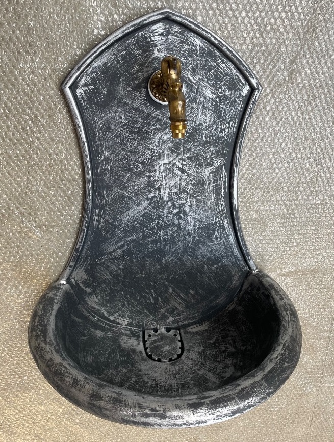 Záhradné umývadlo SIENA s kohútikom DRAK, ANTICKÉ STRIEBRO