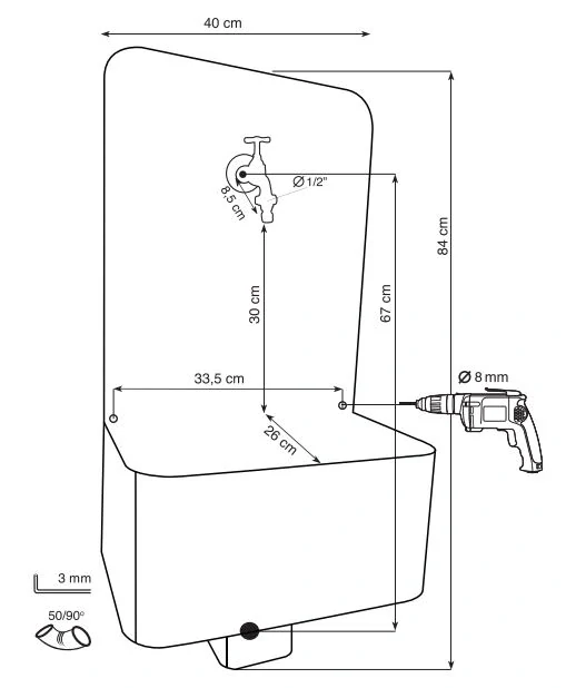 Záhradné umývadlo Las Vegas 80 cm antracit