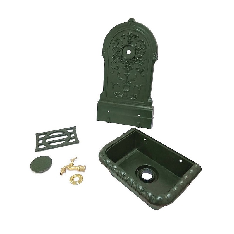 AZTE Záhradná VÝLEVKA s kohútikom, liatina, tmavozelená