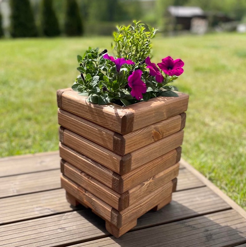 Drevený záhradný kvetináč AKSAMIT, teak, 250x250x350