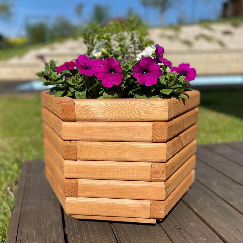 Drevený zahradný kvetináč AKSAMIT, pínia, 500x350