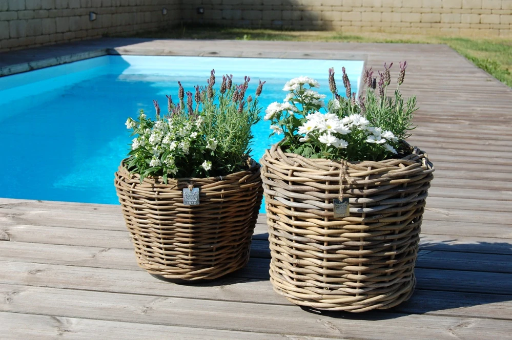 RATANOVÝ Kvetináč DRYPOT, Grey, Ø34x30 cm