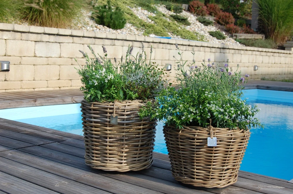 RATANOVÝ Kvetináč DRYPOT, Grey, Ø32x23 cm.