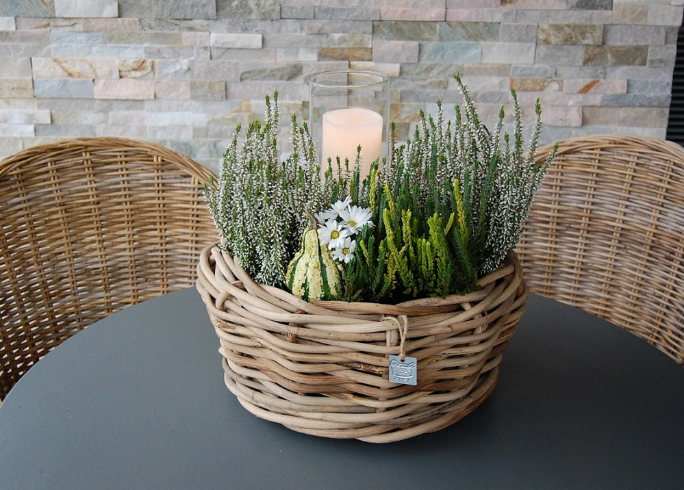 RATANOVÝ Kvetináč DRYPOT Bowl S, HRUBÝ RATAN, Ø40x20 cm