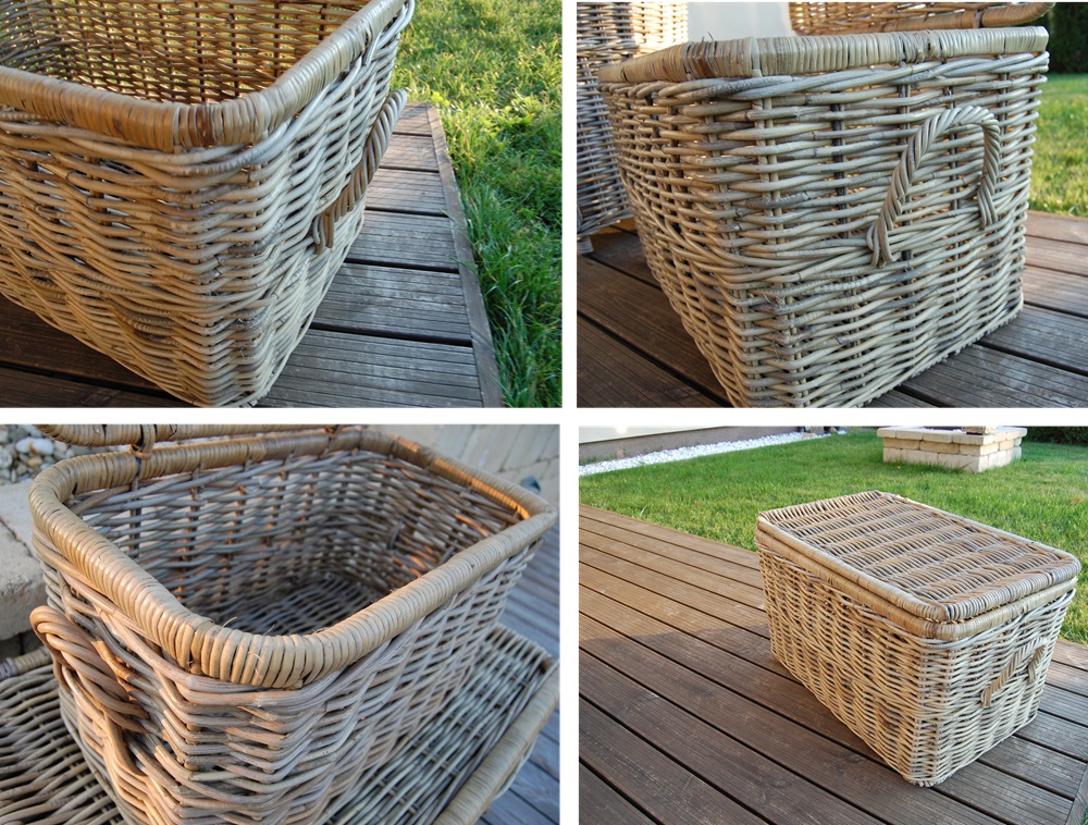 Ratanové ÚLOŽNÉ KOŠE s VÍKEM XLS - SET 2 KUSY