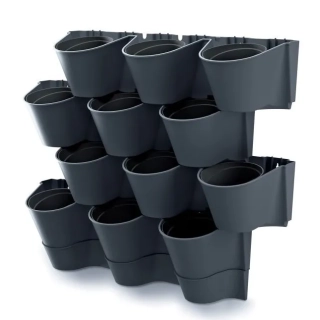 Sada vertikálních květináčů na zeď CASCADE WALL antracit