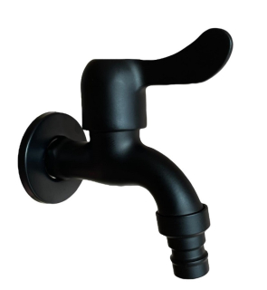 Vodovodný KOHÚTIK ČIERNY 1/2"  s adaptérom na hadicu, nerezová oceľ, čierny matný