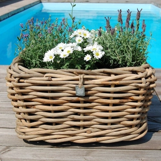 RATANOVÝ Kvetináč DRYPOT na kolieskach, HRUBÝ RATAN, 49x37x30 cm