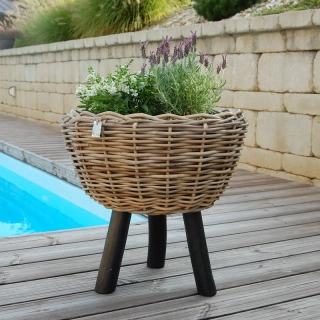 RATANOVÝ Kvetináč DRYPOT s nožičkami, grey, Ø43x44 cm